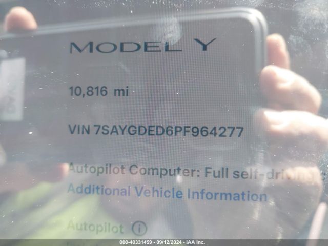 7SAYGDED6PF964277 Tesla Model Y Rwd
