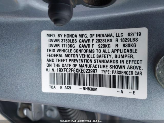 19XFC2F6XKE023997 Honda Civic Lx