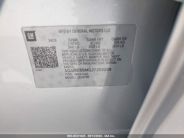Chevrolet Cruze Lt Auto 2018 1G1BE5SM1J7203259 Image 9