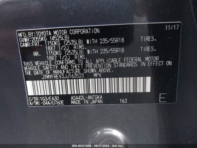 JTMYFREV3JJ163523 Toyota Rav4 Limited