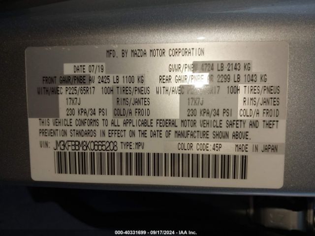 JM3KFBBM8K0665208 Mazda CX-5 SPORT