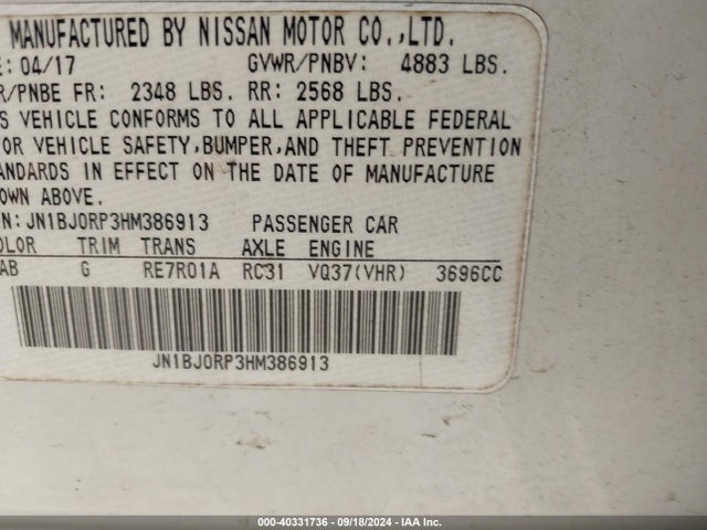 JN1BJ0RP3HM386913 Infiniti QX50