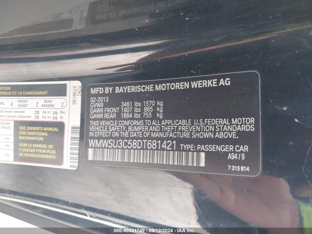 2013 MINI HARDTOP WMWSU3C58DT681421 Photo 8