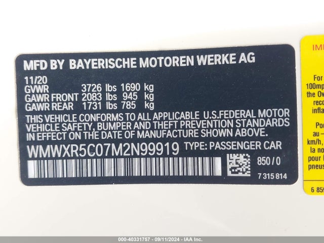 2021 MINI HARDTOP WMWXR5C07M2N99919 Photo 8