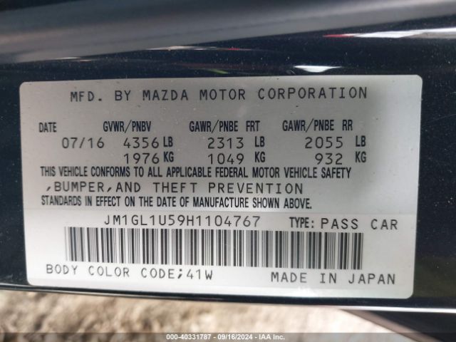 JM1GL1U59H1104767 Mazda Mazda6 Sport