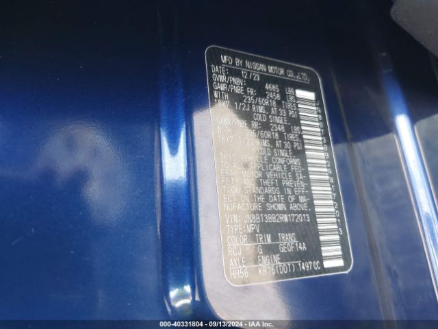 JN8BT3BB2RW172013 Nissan Rogue Sv Intelligent Awd