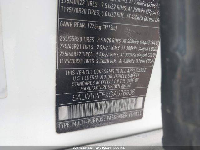 SALWR2EFXGA576636 Land Rover Range Rover Sport 5.0l V8 Supercharged/5.0l V8 Supercharged Dynamic