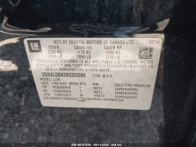 Chevrolet Equinox Ltz 2014 2GNALDEK5E6263586 Image 9