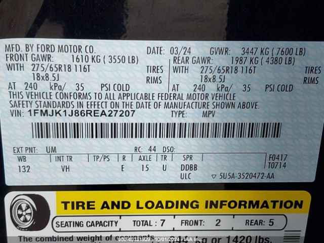 1FMJK1J86REA27207 Ford Expedition Xlt Max