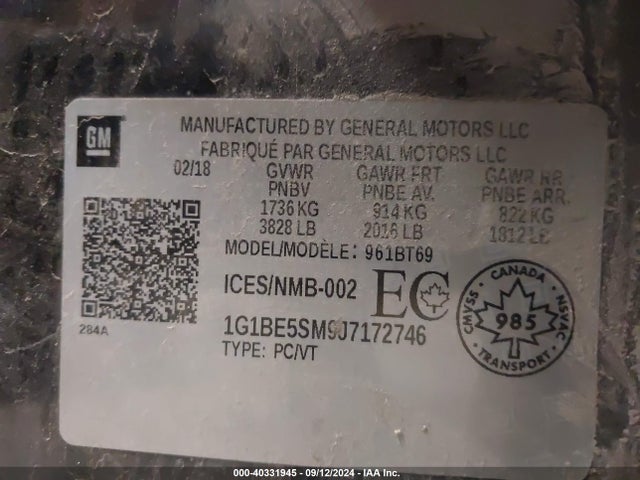 Chevrolet Cruze Lt Auto 2018 1G1BE5SM9J7172746 Image 9