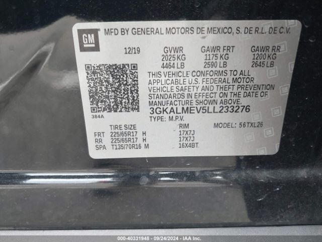3GKALMEV5LL233276 GMC Terrain Fwd Sle