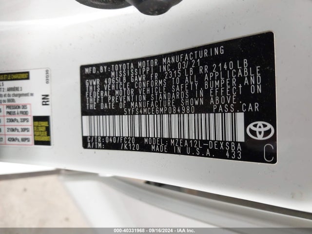 Toyota Corolla Se Nightshade Edition 2021 5YFS4MCE6MP084980 Image 9