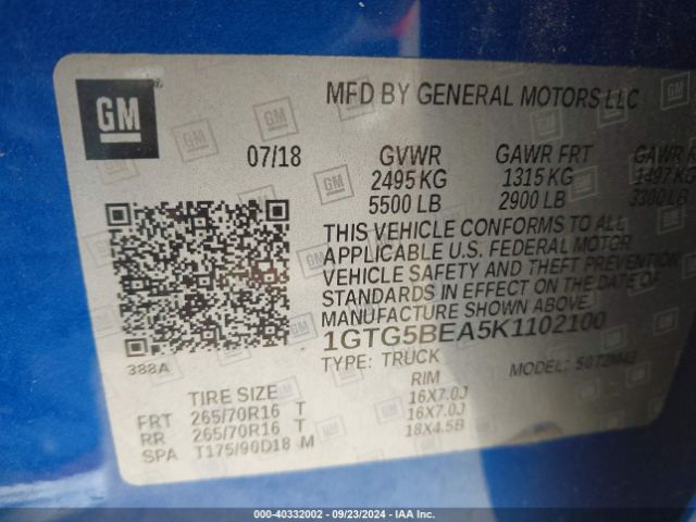 1GTG5BEA5K1102100 GMC Canyon
