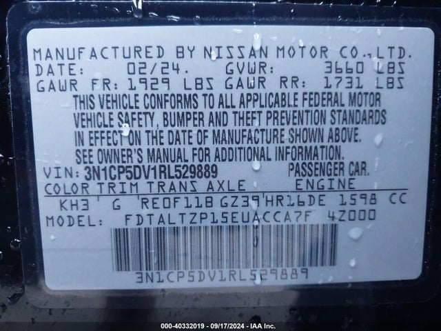 Nissan Kicks Sr Xtronic Cvt 2024 3N1CP5DV1RL529889 Image 9