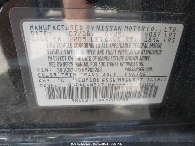 Nissan Sentra Nismo 2019 3N1CB7APXKY203288 Image 9