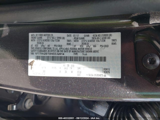 Ford F-250 Platinum 2017 1FT7W2BT0HEE32814 Image 9
