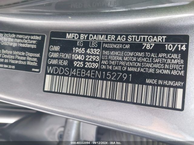 WDDSJ4EB4EN152791 Mercedes-Benz CLA 250