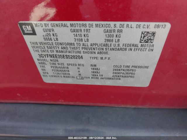 3GYFNEE35ES528204 Cadillac Srx Luxury Collection