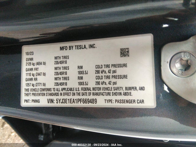 2023 TESLA MODEL 3 5YJ3E1EA1PF669489 Photo 8