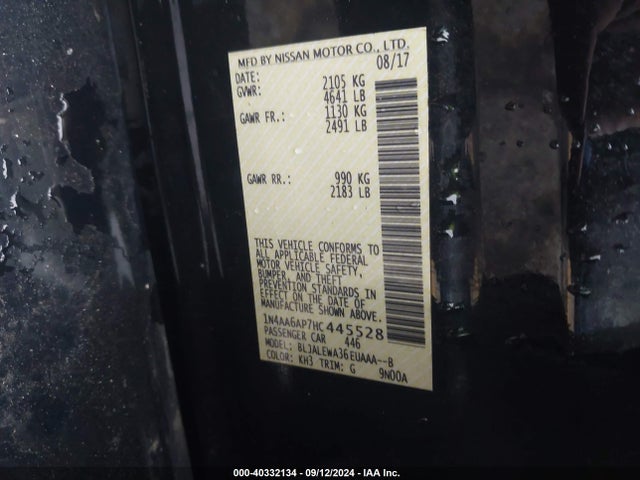 Nissan Maxima 3.5 Sl 2017 1N4AA6AP7HC445528 Image 9
