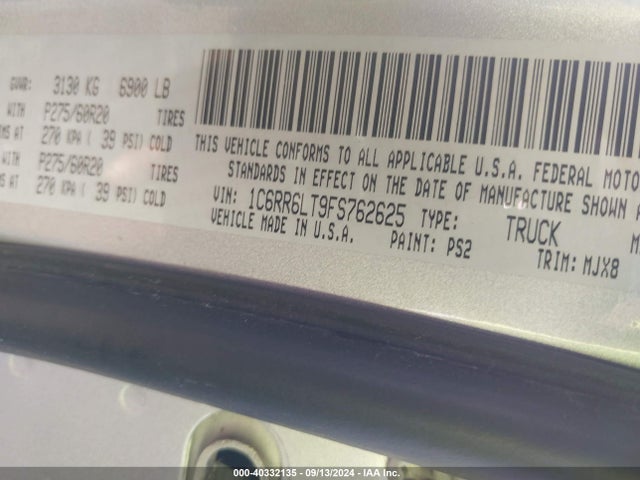 1C6RR6LT9FS762625 RAM 1500 Lone Star