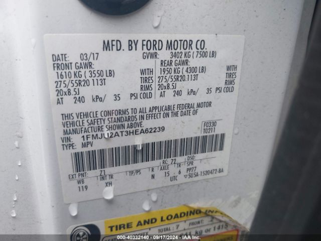 1FMJU2AT3HEA62239 Ford Expedition Limited