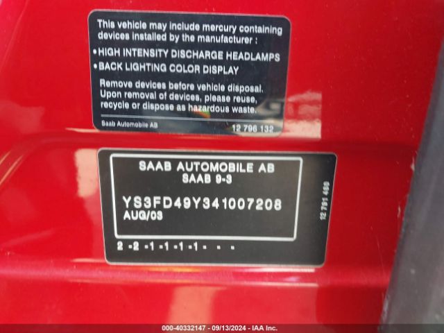 2004 SAAB 9-3 YS3FD49Y341007208 Photo 8