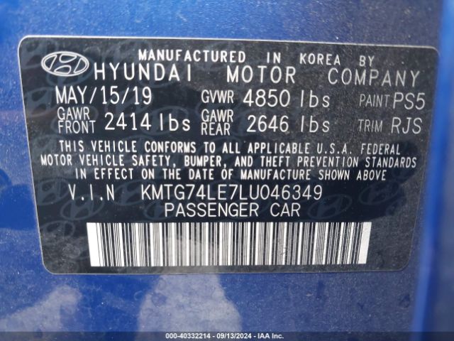 KMTG74LE7LU046349 Genesis G70 3.3t Rwd