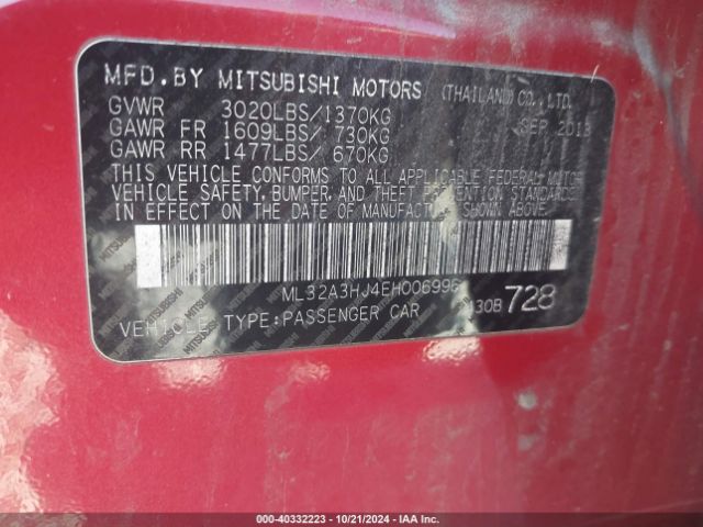 ML32A3HJ4EH006996 Mitsubishi MIRAGE DE