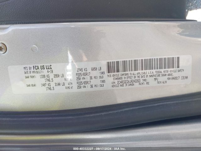 2C4RDGEGXJR242263 Dodge Grand Caravan Gt