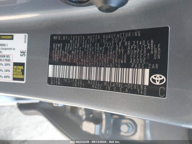 Toyota COROLLA LE 2023 5YFB4MDE0PP049516 Image 9