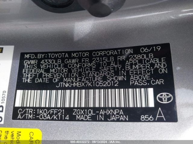 JTNKHMBX7K1052012 Toyota C-HR XLE