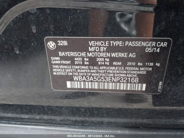 WBA3A5G53ENP32168 BMW 328I
