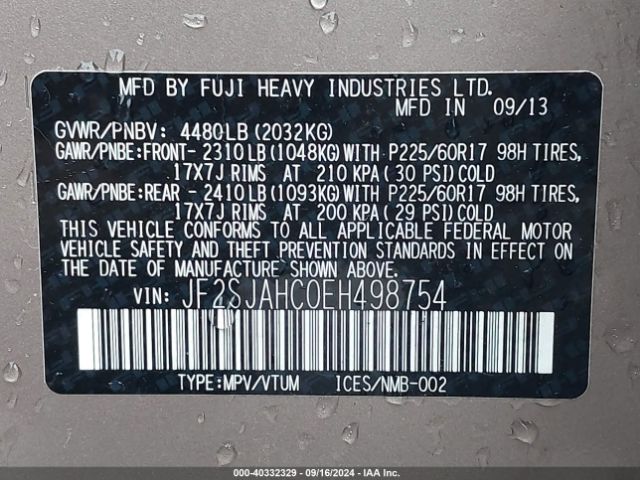 JF2SJAHC0EH498754 Subaru Forester 2.5i Limited