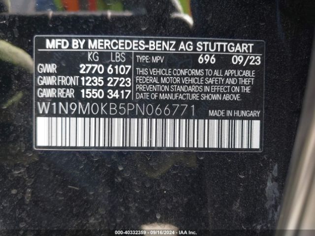 W1N9M0KB5PN066771 Mercedes-Benz Eqb 300 Suv 4matic