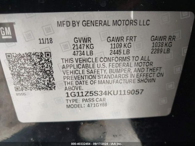 1G11Z5S34KU119057 Chevrolet IMPALA LT