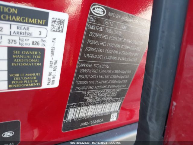 SALWR2RE1JA805794 Land Rover Range Rover Sport Supercharged/supercharged Dynamic