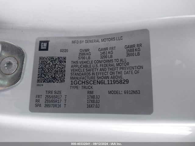 1GCHSCEN6L1195829 Chevrolet Colorado 2wd  Long Box Lt