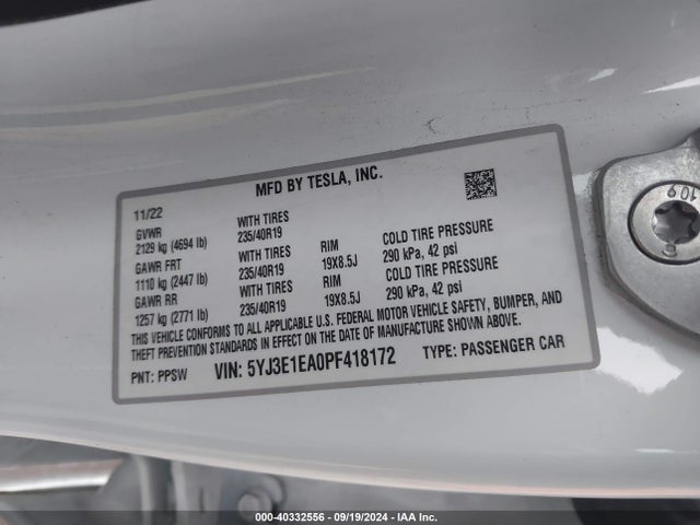 2023 TESLA MODEL 3 5YJ3E1EA0PF418172 Photo 8