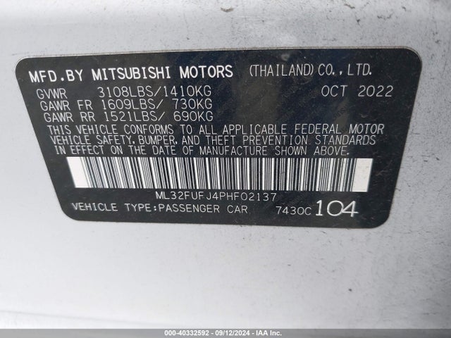 2023 MITSUBISHI MIRAGE G4 ML32FUFJ4PHF02137 Photo 8