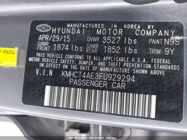 KMHCT4AE3FU929294 Hyundai ACCENT GLS