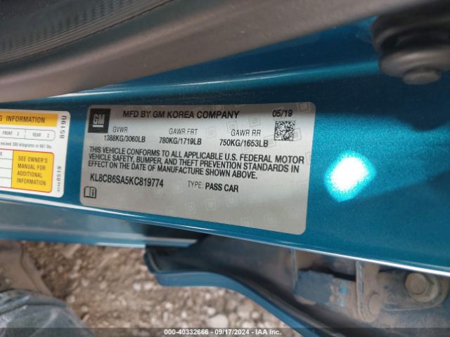 KL8CB6SA5KC819774 Chevrolet Spark Ls Cvt
