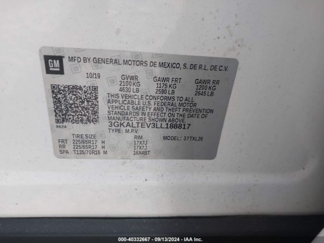 3GKALTEV3LL188817 GMC Terrain Awd Sle