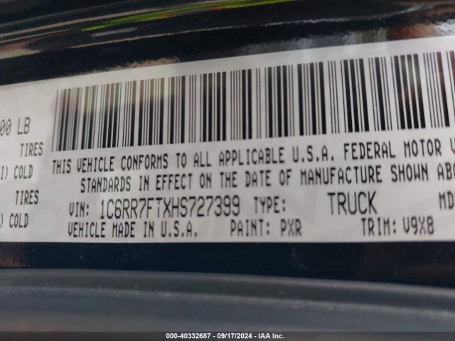 1C6RR7FTXHS727399 RAM 1500 Express Quad Cab 4x4 6'4 Box