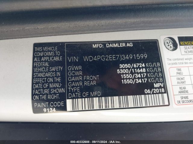 WD4PG2EE7J3491599 Mercedes-Benz Metris