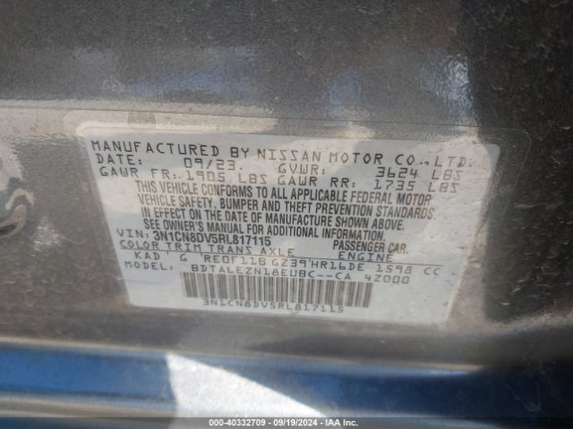3N1CN8DV5RL817115 Nissan Versa 1.6 S