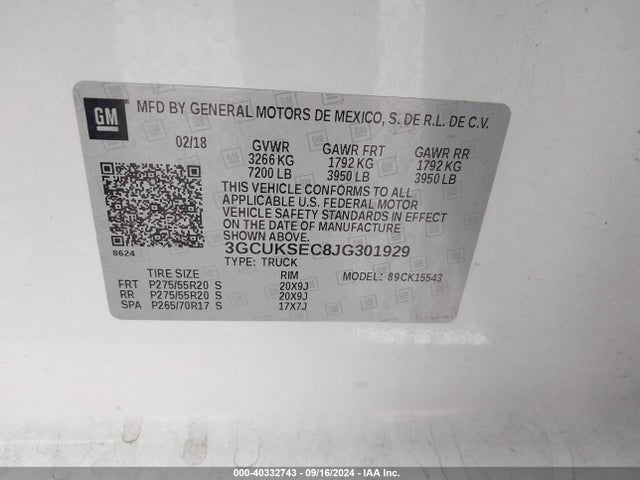 Chevrolet Silverado 1500 2lz 2018 3GCUKSEC8JG301929 Image 9