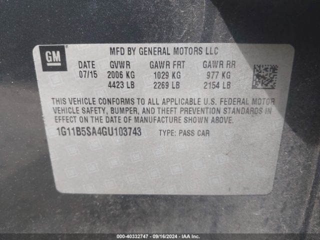 1G11B5SA4GU103743 Chevrolet Malibu Limited Ls