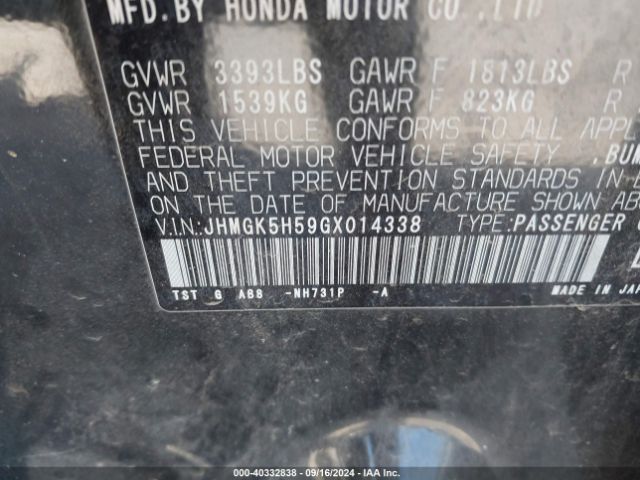 JHMGK5H59GX014338 Honda FIT LX