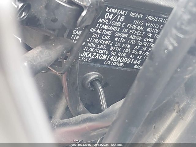2016 KAWASAKI ZX1000 JKAZXCM14GA009144 Photo 9